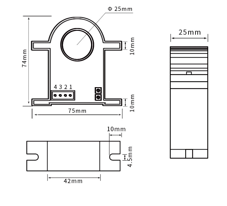 Split Core Hall Effect Sensor Miniature DC Current Sensor